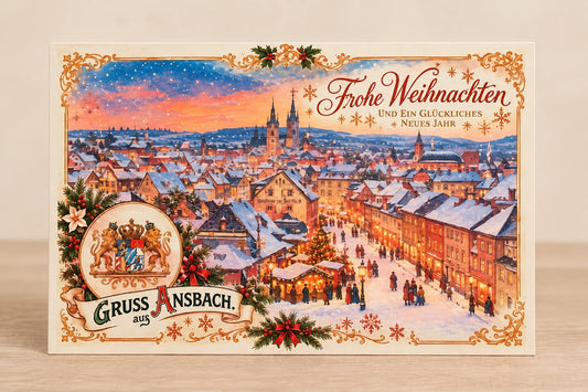 Weihnachtskarte Ansbach Weihnachtsmarkt – Nostalgisches Wintermotiv (Kopie)