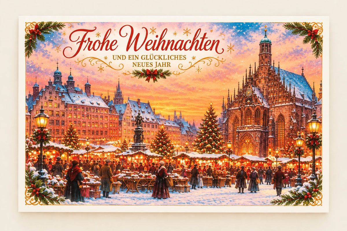 Weihnachtskarte Nürnberg Weihnachtsmarkt – Nostalgisches Wintermotiv