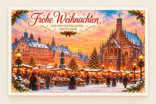Weihnachtskarte Nürnberg Weihnachtsmarkt – Nostalgisches Wintermotiv
