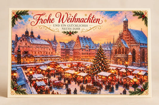 Weihnachtskarte Nürnberg Weihnachtsmarkt – Nostalgisches Wintermotiv