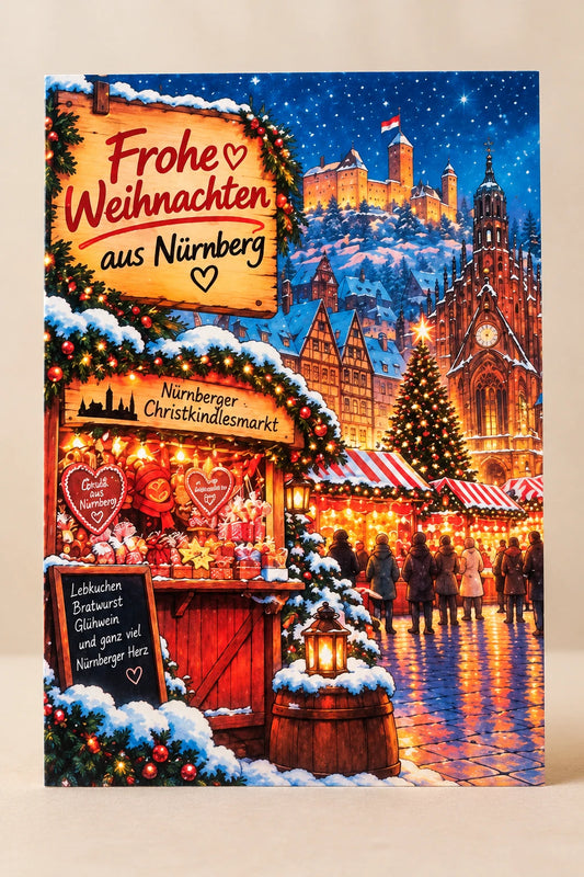 Weihnachtskarte Nürnberg Weihnachtsmarkt – Nostalgisches Wintermotiv