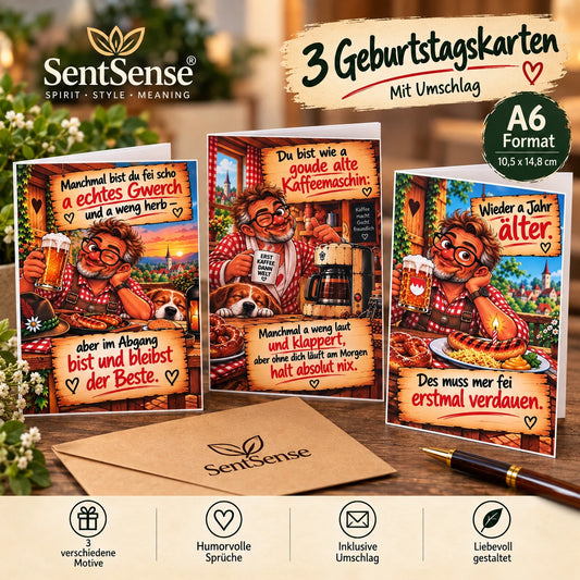Geburtstagskarte – Fränkischer Humor zum Geburtstag 🍻3er Set (Kopie)
