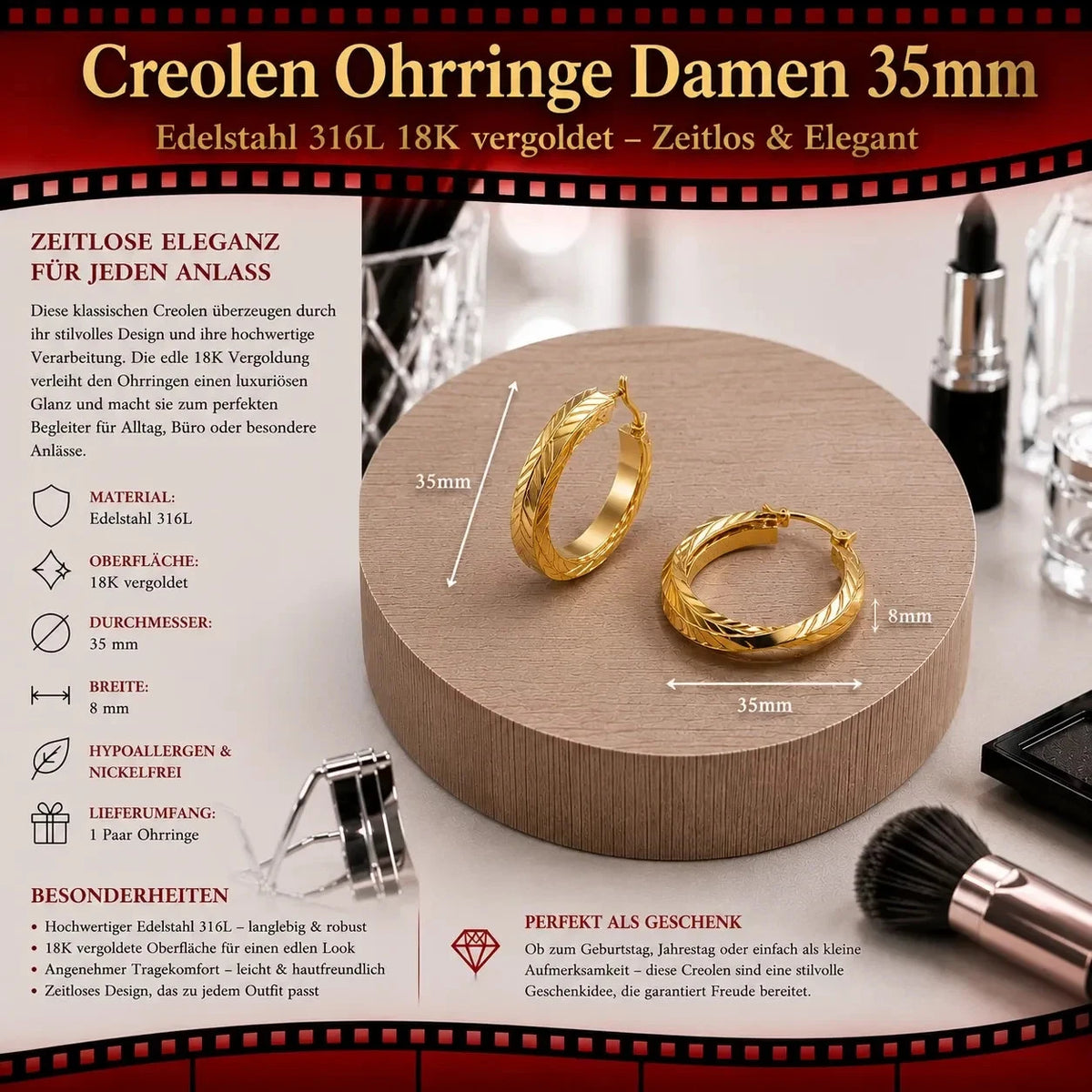 Elegante Ohrringe – 18 Karat vergoldet