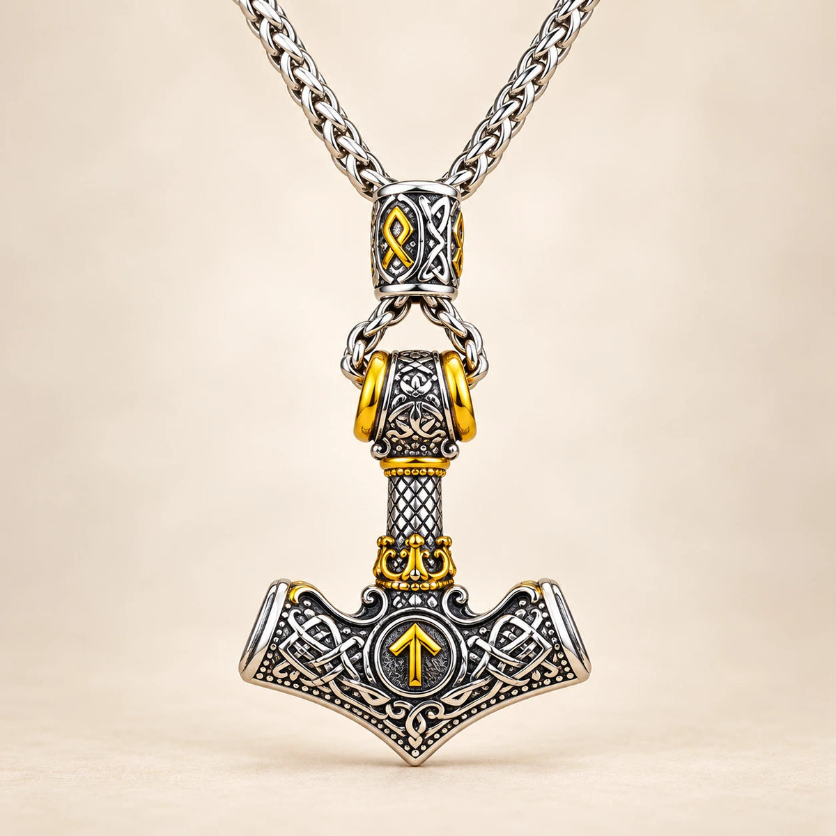 Wikinger Halskette Edelstahl Mjölnir Kette 60cm Nordisch Viking