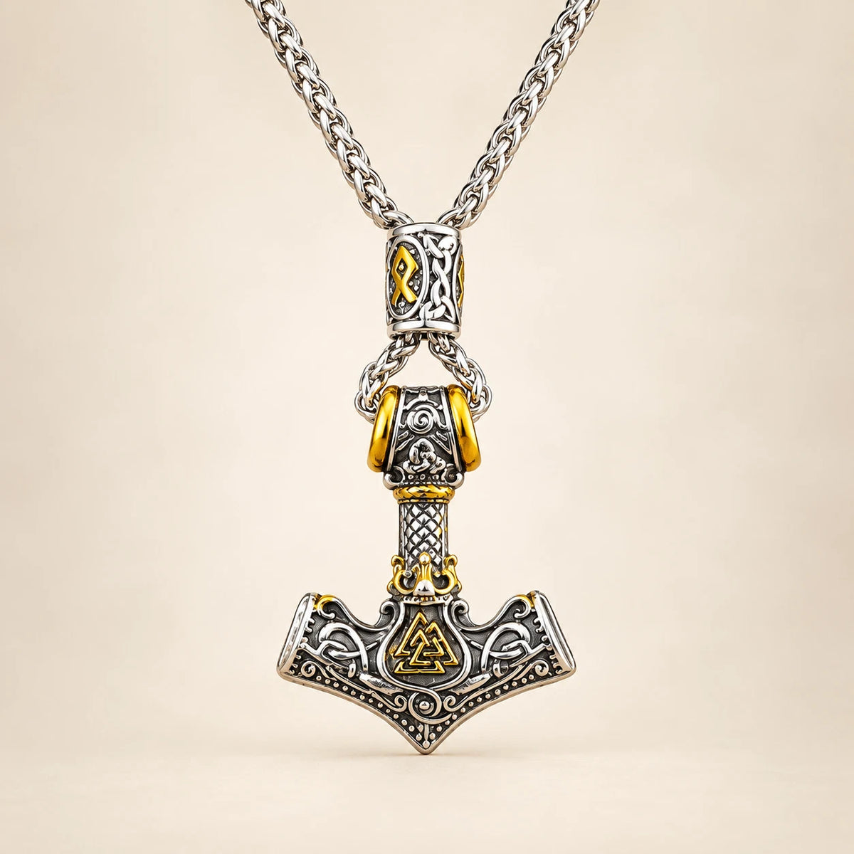 Wikinger Halskette Edelstahl Mjölnir Kette 60cm Nordisch Viking