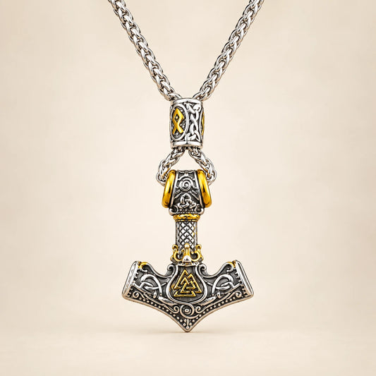 Wikinger Halskette Edelstahl Mjölnir Kette 60cm Nordisch Viking